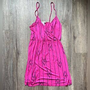 Fuchsia Pink & Navy Blue Striped Mini Dress